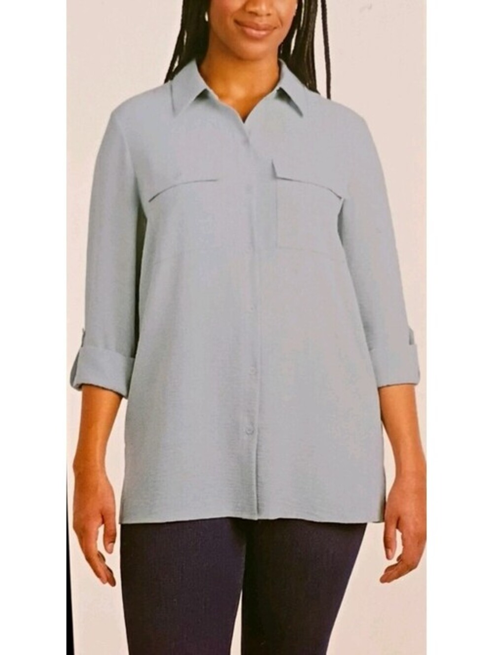NWT Blouse Button Up Women's Size XL Light Blue Hilary Radley